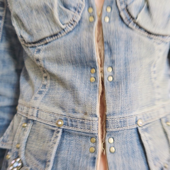 Gizia Denim Coat w/ real fur - Picture 5 of 15